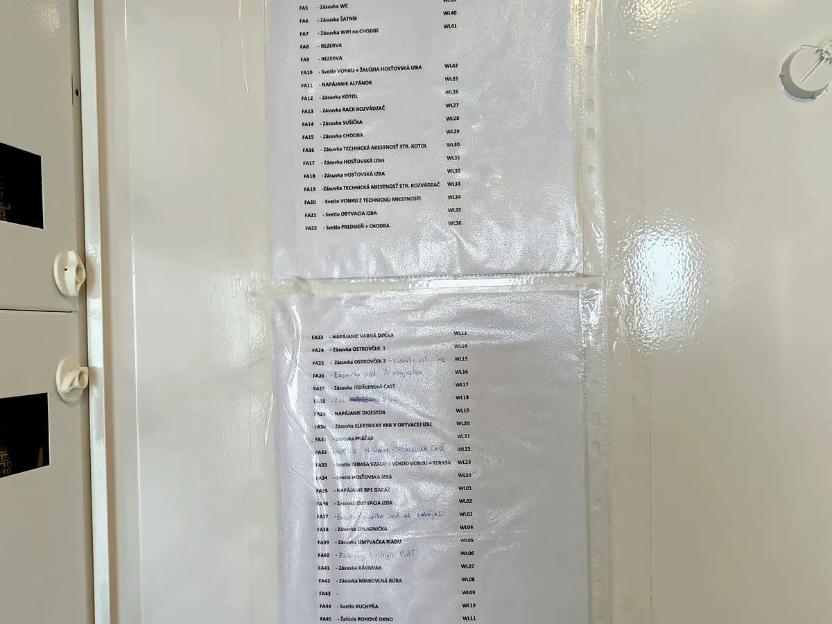 Popis obvodov na dverách rozvádzača ako súčasť dokumentácie